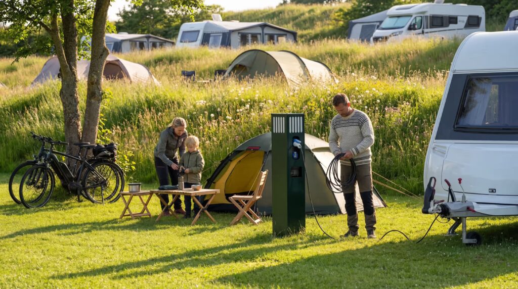 Strømstander på campingplads integreret med bookingsystem Strømstander på campingplads integreret med bookingsystem campingplads og automatisk strømstyring