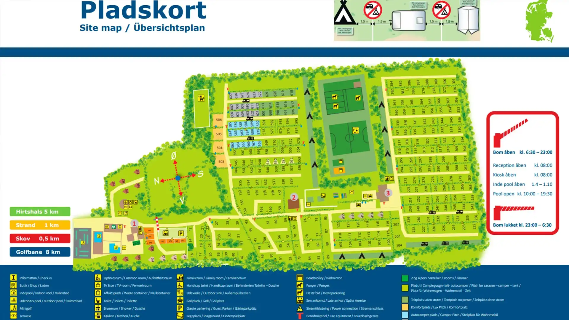 Pladskortet på Tornby Strand Camping