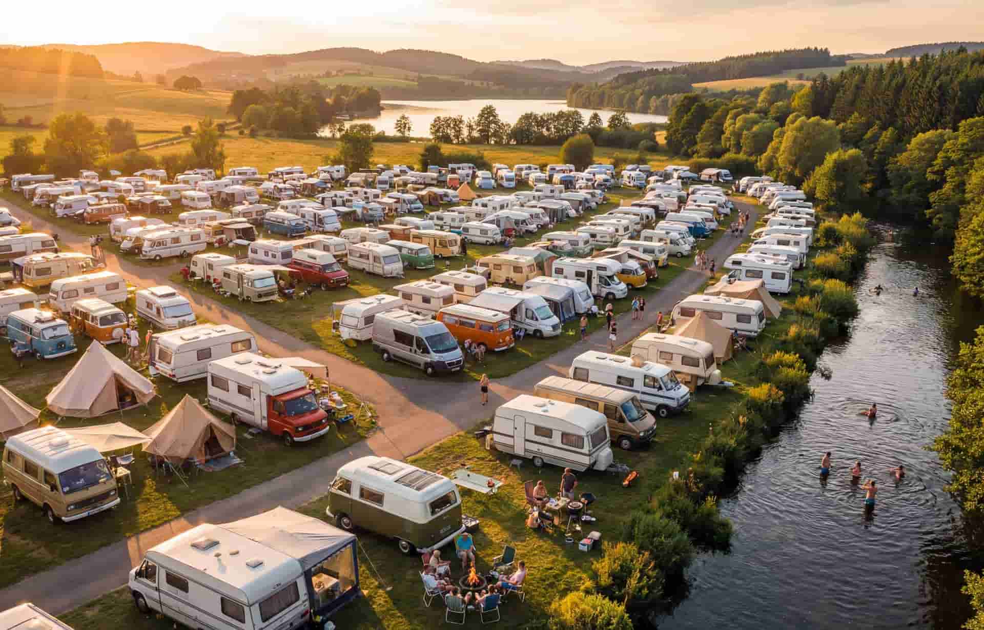 Campingplads for autocampere og telte, administreret med digital pladsoversigt